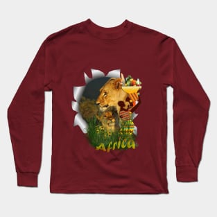 Lion with lion cub T-shirt Long Sleeve T-Shirt